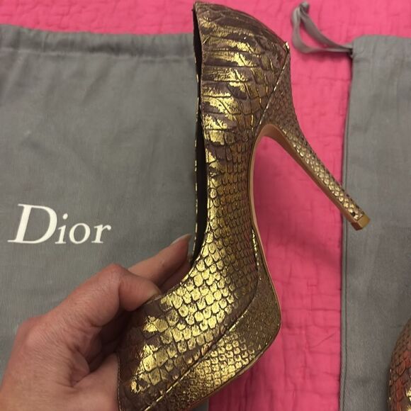 Dior Gold Peep-Toe Heels, US6,5 - Picture 6 of 13